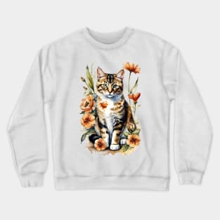 Adorable watercolor cat Crewneck Sweatshirt